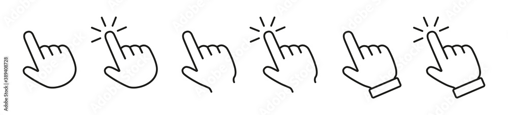 Poster Set of flat cursor icons in hand form – vector