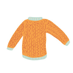 Sweater from wool isolated on white background. Yellow ugly sweater sketch hand drawn in style doodle.