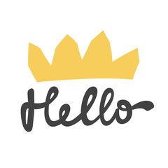 Hello. Hand drawn lettering logo for social media content