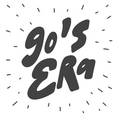 90 s Era. Hand drawn lettering logo for social media content