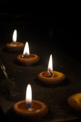 Traditional thump candlestick of Chiang Mai, Thailand or Phang Prateep.  Candlelight loy Krathong Festival.