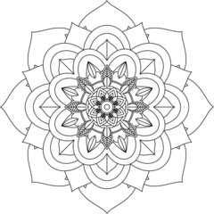 Easy Mandala coloring book simple and basic for beginners, seniors and children. Set of Mehndi flower pattern for Henna drawing and tattoo. Decoration in ethnic oriental, Indian style.