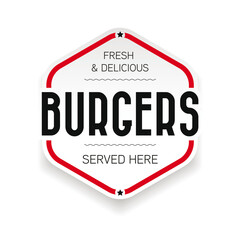 Burgers vintage stamp black sign