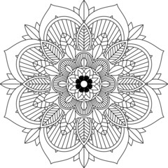 Easy Mandala coloring book simple and basic for beginners, seniors and children. Set of Mehndi flower pattern for Henna drawing and tattoo. Decoration in ethnic oriental, Indian style.