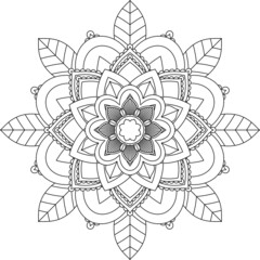 Easy Mandala coloring book simple and basic for beginners, seniors and children. Set of Mehndi flower pattern for Henna drawing and tattoo. Decoration in ethnic oriental, Indian style.