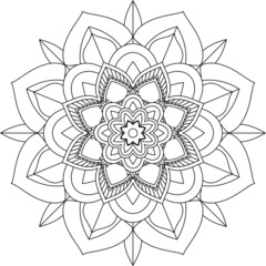 Easy Mandala coloring book simple and basic for beginners, seniors and children. Set of Mehndi flower pattern for Henna drawing and tattoo. Decoration in ethnic oriental, Indian style.