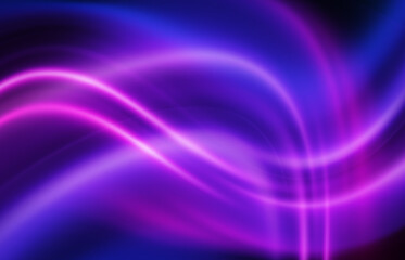 Dark empty abstract background. Bright light lines, waves. Neon laser shapes. Futuristic show.