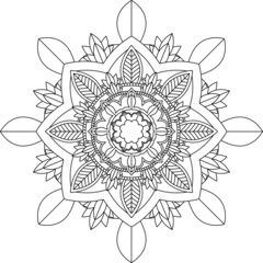 Easy Mandala coloring book simple and basic for beginners, seniors and children. Set of Mehndi flower pattern for Henna drawing and tattoo. Decoration in ethnic oriental, Indian style.