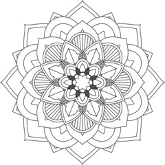 Easy Mandala coloring book simple and basic for beginners, seniors and children. Set of Mehndi flower pattern for Henna drawing and tattoo. Decoration in ethnic oriental, Indian style.