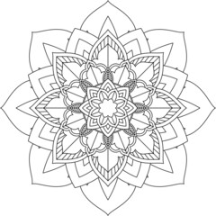 Easy Mandala coloring book simple and basic for beginners, seniors and children. Set of Mehndi flower pattern for Henna drawing and tattoo. Decoration in ethnic oriental, Indian style.
