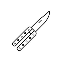 butterfly knife icon element of weapon icon for mobile concept and web apps. Thin line butterfly knife icon can be used for web and mobile. Premium icon on white background