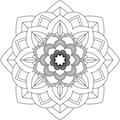 Easy Mandala coloring book simple and basic for beginners, seniors and children. Set of Mehndi flower pattern for Henna drawing and tattoo. Decoration in ethnic oriental, Indian style.