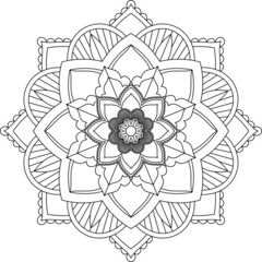 Easy Mandala coloring book simple and basic for beginners, seniors and children. Set of Mehndi flower pattern for Henna drawing and tattoo. Decoration in ethnic oriental, Indian style.
