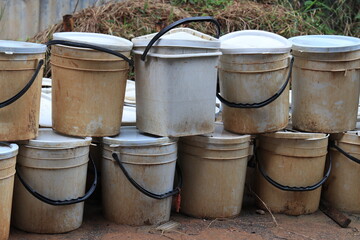 a stack of plastic bucket © foreverhappy