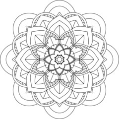 Easy Mandala coloring book simple and basic for beginners, seniors and children. Set of Mehndi flower pattern for Henna drawing and tattoo. Decoration in ethnic oriental, Indian style.