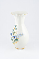 flower vase, floral ornament, white, on a white background