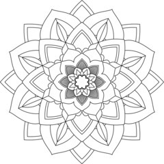 Easy Mandala coloring book simple and basic for beginners, seniors and children. Set of Mehndi flower pattern for Henna drawing and tattoo. Decoration in ethnic oriental, Indian style.