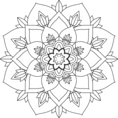 Easy Mandala coloring book simple and basic for beginners, seniors and children. Set of Mehndi flower pattern for Henna drawing and tattoo. Decoration in ethnic oriental, Indian style.