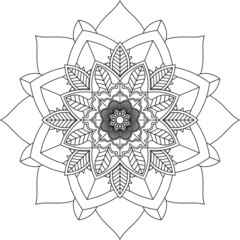 Easy Mandala coloring book simple and basic for beginners, seniors and children. Set of Mehndi flower pattern for Henna drawing and tattoo. Decoration in ethnic oriental, Indian style.