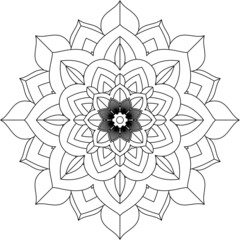 Easy Mandala coloring book simple and basic for beginners, seniors and children. Set of Mehndi flower pattern for Henna drawing and tattoo. Decoration in ethnic oriental, Indian style.