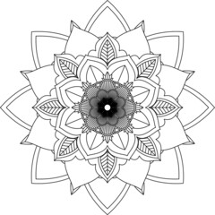 Easy Mandala coloring book simple and basic for beginners, seniors and children. Set of Mehndi flower pattern for Henna drawing and tattoo. Decoration in ethnic oriental, Indian style.