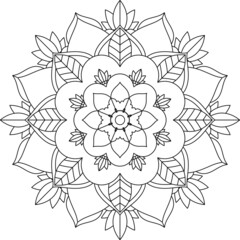 Easy Mandala coloring book simple and basic for beginners, seniors and children. Set of Mehndi flower pattern for Henna drawing and tattoo. Decoration in ethnic oriental, Indian style.