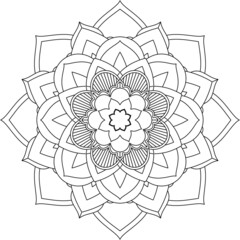 Easy Mandala coloring book simple and basic for beginners, seniors and children. Set of Mehndi flower pattern for Henna drawing and tattoo. Decoration in ethnic oriental, Indian style.