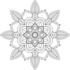 Easy Mandala coloring book simple and basic for beginners, seniors and children. Set of Mehndi flower pattern for Henna drawing and tattoo. Decoration in ethnic oriental, Indian style.