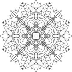 Easy Mandala coloring book simple and basic for beginners, seniors and children. Set of Mehndi flower pattern for Henna drawing and tattoo. Decoration in ethnic oriental, Indian style.