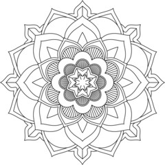 Easy Mandala coloring book simple and basic for beginners, seniors and children. Set of Mehndi flower pattern for Henna drawing and tattoo. Decoration in ethnic oriental, Indian style.