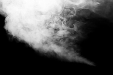 White smoke cloud on black background