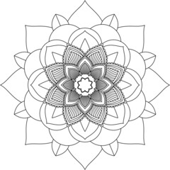 Easy Mandala coloring book simple and basic for beginners, seniors and children. Set of Mehndi flower pattern for Henna drawing and tattoo. Decoration in ethnic oriental, Indian style.