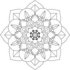 Easy Mandala coloring book simple and basic for beginners, seniors and children. Set of Mehndi flower pattern for Henna drawing and tattoo. Decoration in ethnic oriental, Indian style.