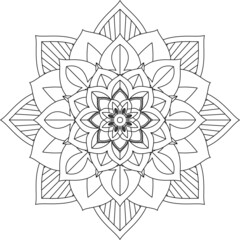 Easy Mandala coloring book simple and basic for beginners, seniors and children. Set of Mehndi flower pattern for Henna drawing and tattoo. Decoration in ethnic oriental, Indian style.