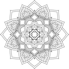 Easy Mandala coloring book simple and basic for beginners, seniors and children. Set of Mehndi flower pattern for Henna drawing and tattoo. Decoration in ethnic oriental, Indian style.