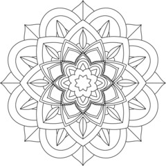 Easy Mandala coloring book simple and basic for beginners, seniors and children. Set of Mehndi flower pattern for Henna drawing and tattoo. Decoration in ethnic oriental, Indian style.