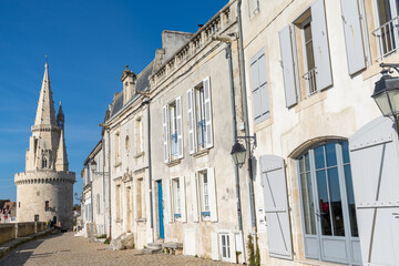 view of the Rue Sur-Les-Murs Street in the old town of La Rochelle