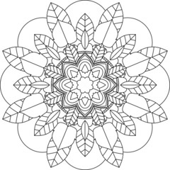 Easy Mandala coloring book simple and basic for beginners, seniors and children. Set of Mehndi flower pattern for Henna drawing and tattoo. Decoration in ethnic oriental, Indian style.