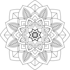 Easy Mandala coloring book simple and basic for beginners, seniors and children. Set of Mehndi flower pattern for Henna drawing and tattoo. Decoration in ethnic oriental, Indian style.