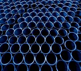 Abstract background of steel pipes stacked on a pallet