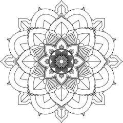 Easy Mandala coloring book simple and basic for beginners, seniors and children. Set of Mehndi flower pattern for Henna drawing and tattoo. Decoration in ethnic oriental, Indian style.