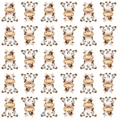 Fototapeta premium pattern with the symbol of the year 2021 bull according to the eastern calendar