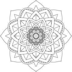 Easy Mandala coloring book simple and basic for beginners, seniors and children. Set of Mehndi flower pattern for Henna drawing and tattoo. Decoration in ethnic oriental, Indian style.