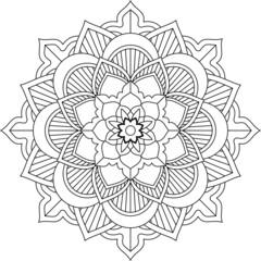 Easy Mandala coloring book simple and basic for beginners, seniors and children. Set of Mehndi flower pattern for Henna drawing and tattoo. Decoration in ethnic oriental, Indian style.
