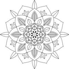 Easy Mandala coloring book simple and basic for beginners, seniors and children. Set of Mehndi flower pattern for Henna drawing and tattoo. Decoration in ethnic oriental, Indian style.