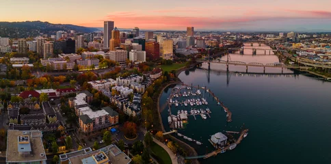 Fotobehang Skyline Sunset in Downtown Portland Oregon  © jbentley09