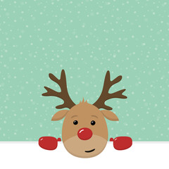 Concept of Christmas background with cute reindeer and copyspace. Vector