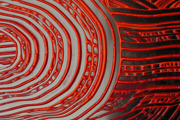 Abstract red and black color acrylic wave painting. Canvas vintage grunge texture horizontal background.