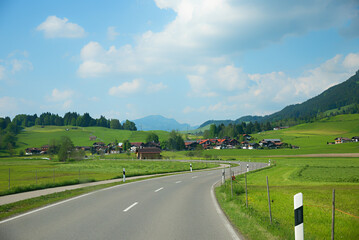 country road in allgau landscape from Oberstdorf to Rubi