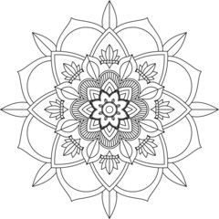 Easy Mandala coloring book simple and basic for beginners, seniors and children. Set of Mehndi flower pattern for Henna drawing and tattoo. Decoration in ethnic oriental, Indian style.